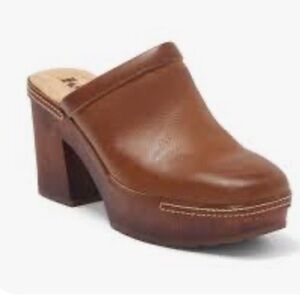 Korks Lori Brown Leather Platform Clogs
